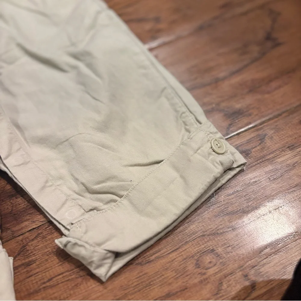 Vintage Gap 2003 Khaki Overalls with Embroidered Airplane — 6-12 months